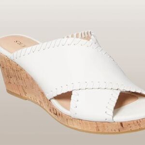 Jack Rogers White Leather Cork Wedge Sandals NWOT